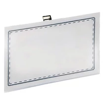 Névjegykitűző tűs csiptetős YANDA 54x90mm kemény 50 darabos