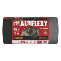 Szemeteszsák ALUFIX 35L 28 mikronos aluflexy fekete 15 darabos