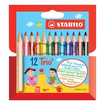 Színes ceruza STABILO Trio thick háromszögletű rövid 12 darabos