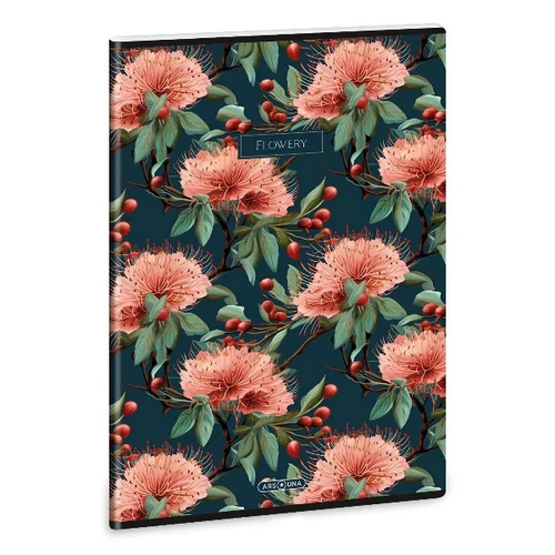 Füzet vonalas ARS UNA A/4 40 lapos Extra kapcsos Flowery Green
