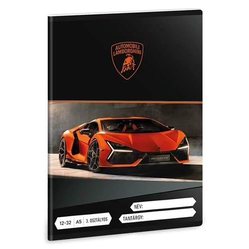 Füzet vonalas ARS UNA A/5 32 lapos 12-32 3. osztályos Lamborghini narancssárga