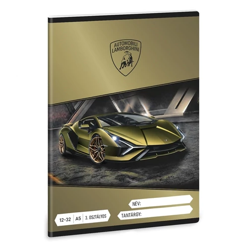 Füzet vonalas ARS UNA A/5 32 lapos 12-32 3.osztályos Lamborghini 5523