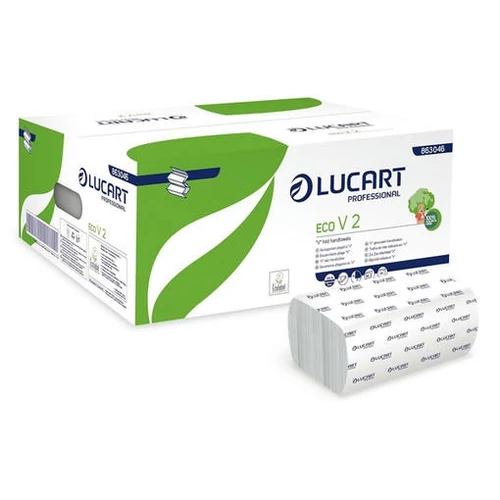 Kéztörlő hajtogatott V LUCART Eco V 2 rétegű fehér 21x21cm 190 lap 20 csomag/karton