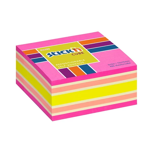 Öntapadós jegyzettömb STICK`N 76x76mm neon rózsaszín mix 400 lap