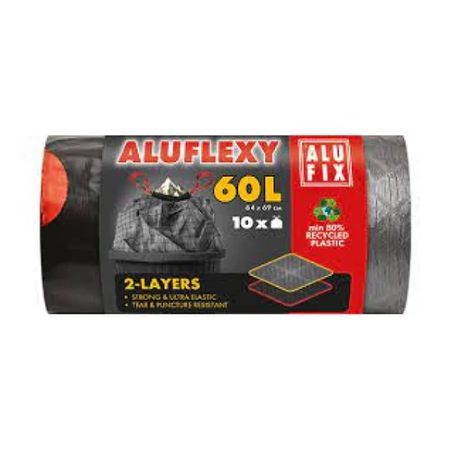 Szemeteszsák ALUFIX 60L Aluflexy húzófüles 2 rétegű 10 darabos