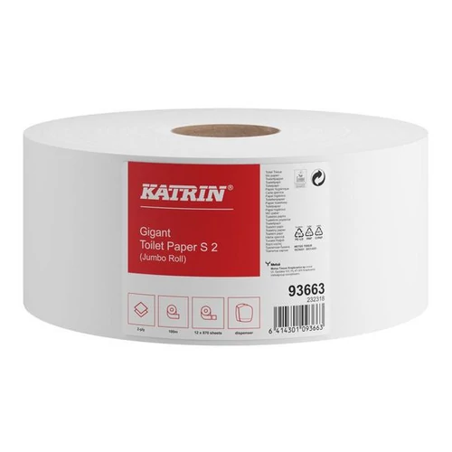 Toalettpapír KATRIN 2 rétegű 870 lap 100% cell hófehér 12 tekercses