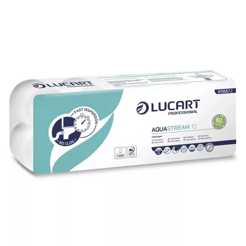 Toalettpapír Lucart Aquastream fehér 10 tekercses 2 rétegű