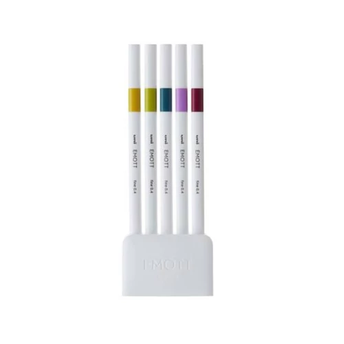 Tűfilc UNI EMOTT 5 darabos 0,4mm (szalmasárga, almazöld, kékeszöld, írisz lila, vörösbor)