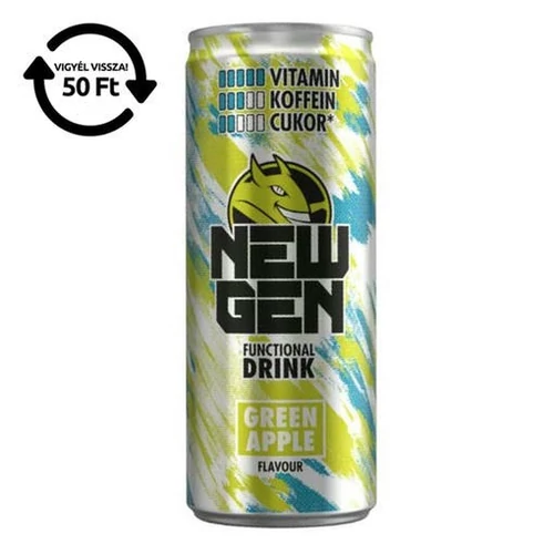 Üdítőital szénsavas HELL Newgen Green apple 0,25L DRS