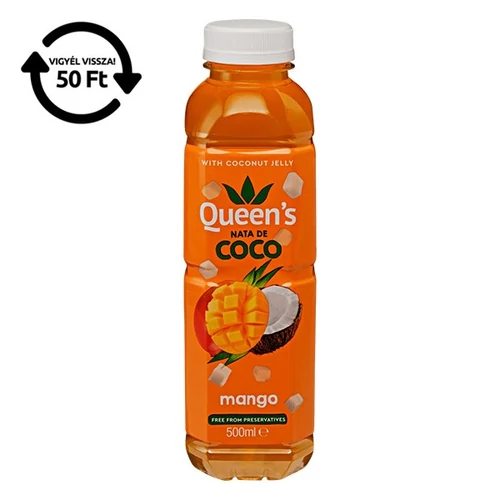 Üdítőital szénsavmentes QUEEN Nata de Coco Mangó 0,5L DRS